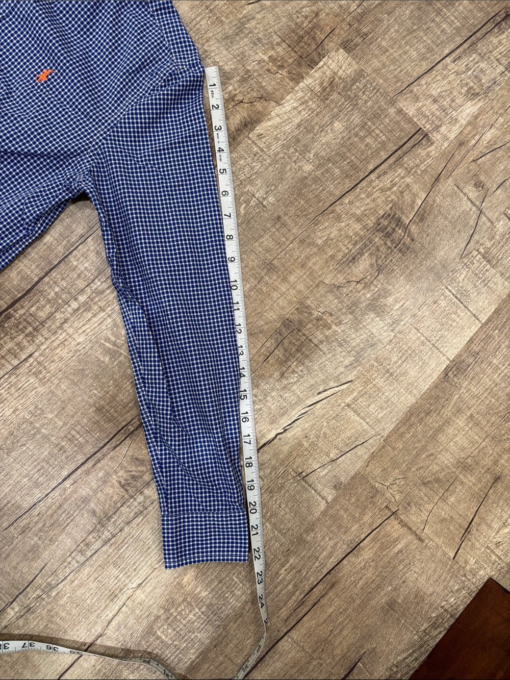 Polo by Ralph Lauren Blue Gingham Button-Down Shirt with Orange Pony - Picture 9 of 9
